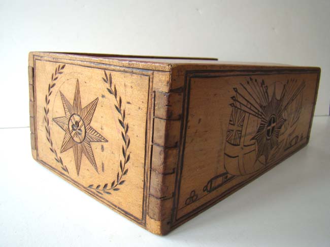 A charming Sailor carved Ditty box inscribed "HANNAH STEVENS, AD 1833" — image 5